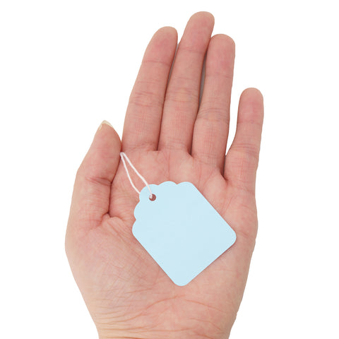 jijAcraft 200Pcs Blank Tags with String Attached - Blue Price Tags, 1.8x1.4Inch Clothing Tag for Business Selling, Kraft Paper Hangtag, Small Retail Marking Labels, Writable Sales Labels for Jewelry