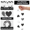 jijAcraft Black and White Bachelorette Party Decorations, Heart Garland Black and Silver Birthday Decorations, Heart Streamers Decor for Anniversary, Wedding, Graduation, Engagement, Boy Birthday - JiJaCraft.com