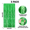 jijAcraft 3 Pack Metallic Green Tinsel Foil Fringe Curtain, Jungle Party Decorations, Emerald Green Party Photo Backdrop for St Patrick's Day Dinosaur Party Graduation Christmas Garden Party Decor