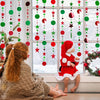 jijAcraft Christmas Glitter Star Garland Decorations, Green and Red Hanging Garands Banner Backdrop, Star Party Decoration for Christmas Party X-mas Decor (52 Feet)