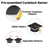 jijAcraft Black Glitter Graduation Cap Banner 2026, Pre-Strung Graduation with Tassel, Single Sided Mortarboard Garland, 2 Pack Graduation Garland for College High School Graduate Party Home Decor