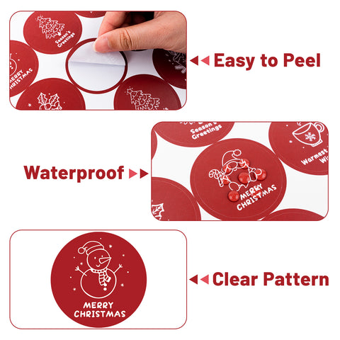 jijAcraft 120Pcs Christmas Gift Stickers - Red Merry Christmas Stickers, 2Inch Happy Holiday Envelope Seals for Gift Wrapping, Cookie Bags, Xmas Party Supplies, Small Business Packaging