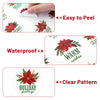 jijAcraft 120Pcs Happy Holiday Stickers - Christmas Gift Stickers, 2Inch Red Flower Holiday Envelope Seal for Gift Wrapping, Cookie Bags, Party Favors, Xmas Party Supplies