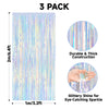 jijAcraft 3 Pack Iridescent Tinsel Foil Fringe Curtain, Holographic Party Photo Backdrop for Mermaid Party Birthday Graduation Engagement Bridal Shower Bachelorette New Year Baby Shower Party Decor