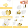 jijAcraft White Champagne Gold Heart Garland - 52Ft Engagement Party Decoration Banner, 4Pack Bachelorette Hanging Paper Streamers, White and Gold Party Decor for Wedding, Birthday, Bridal Shower