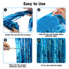 jijAcraft 3 Pack Metallic Blue Tinsel Foil Fringe Curtain, Party Photo Backdrop, Lake Blue Streamers for Ocean Themed Mermaid Under the Sea Party Boy Birthday Baby Shower Graduation Decorations