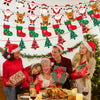 jijAcraft Christmas Banners 4 Pack – Christmas Decorations with Santa, Snowman, Reindeer & Tree Designs, Pre-Assembled Hanging Bunting Garland for Christmas Party, School, Office, Fireplace