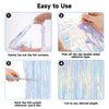 jijAcraft 3 Pack Iridescent Tinsel Foil Fringe Curtain, Holographic Party Photo Backdrop for Mermaid Party Birthday Graduation Engagement Bridal Shower Bachelorette New Year Baby Shower Party Decor
