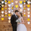 jijAcraft Glitter Champagne Gold Heart Garland - 52Ft Engagement Party Decoration Banner, 4Pack Bachelorette Hanging Paper Streamers, Gold and White Party Decor for Wedding, Birthday, Bridal Shower