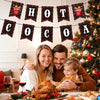 jijAcraft Hot Cocoa Banner – Pre-Strung Christmas Garland, Hot Cocoa Bar Supplies, Hot Cocoa Bombs, Chocolate Bar Sign with Gingerbread, Candy Cane, Snowflake - Winter Party & Holiday Decor