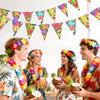 jijAcraft 4 Pack Hawaiian Bunting Banners - Pre-strung Tropical Flowers Triangle Pennant Banner with Flamingo, Floral Luau Party Decor for Hawaiian Tropical Pool Summer Tiki Beach Photo Backdrop Party