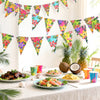 jijAcraft 4 Pack Hawaiian Bunting Banners - Pre-strung Tropical Flowers Triangle Pennant Banner with Flamingo, Floral Luau Party Decor for Hawaiian Tropical Pool Summer Tiki Beach Photo Backdrop Party