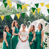 jijAcraft 39FT Triangle Banner Fabric Pennant Flag, Bunting Garland for Golf Party Easter Decor Spring Summer Tea Party Outdoor Garden Hanging Birthday Wedding Baby Shower Decor (Yellow Green White)