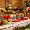 jijAcraft Hot Chocolate Banner – Pre-Strung Glitter Gold Christmas Garland, Hot Chocolate Bar Supplies, Banner Set with Cocoa Cups, Trees, Gingerbread, Snowflakes - Holiday&Winter Party Decorations