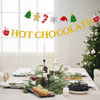 jijAcraft Hot Chocolate Banner – Pre-Strung Glitter Gold Christmas Garland, Hot Chocolate Bar Supplies, Banner Set with Cocoa Cups, Trees, Gingerbread, Snowflakes - Holiday&Winter Party Decorations