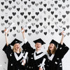 jijAcraft Black and White Bachelorette Party Decorations, Heart Garland Black and Silver Birthday Decorations, Heart Streamers Decor for Anniversary, Wedding, Graduation, Engagement, Boy Birthday - JiJaCraft.com