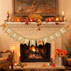 jijAcraft Happy Fall Burlap Banner - Thanksgiving & Harvest Home Decor, Pumpkin Maple Leaf Garland, Fireplace Hanging Decoration