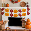jijAcraft Thanksgiving Pumpkin Banner – 2pcs Pumpkin and Maple Leaf Banner, Pre-Strung Fall Garland for Thanksgiving Party Supplies, Fireplace, Wall, Table, Classroom, Mantel Decor