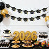 jijAcraft Black Glitter Graduation Cap Banner 2026, Pre-Strung Graduation with Tassel, Single Sided Mortarboard Garland, 2 Pack Graduation Garland for College High School Graduate Party Home Decor