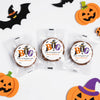 jijAcraft 60Pcs Happy Halloween Stickers - 2Inch Round Boo Trick or Treat Name Labels, Here a Treat Just for You Halloween Stickers for Envelope, Candy Bags, Party Favors