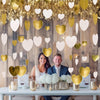 jijAcraft White Champagne Gold Heart Garland - 52Ft Engagement Party Decoration Banner, 4Pack Bachelorette Hanging Paper Streamers, White and Gold Party Decor for Wedding, Birthday, Bridal Shower