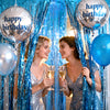 jijAcraft 3 Pack Metallic Blue Tinsel Foil Fringe Curtain, Party Photo Backdrop, Lake Blue Streamers for Ocean Themed Mermaid Under the Sea Party Boy Birthday Baby Shower Graduation Decorations