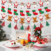 jijAcraft Christmas Banners 4 Pack – Christmas Decorations with Santa, Snowman, Reindeer & Tree Designs, Pre-Assembled Hanging Bunting Garland for Christmas Party, School, Office, Fireplace