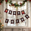 jijAcraft Hot Cocoa Banner – Pre-Strung Christmas Garland, Hot Cocoa Bar Supplies, Hot Cocoa Bombs, Chocolate Bar Sign with Gingerbread, Candy Cane, Snowflake - Winter Party & Holiday Decor