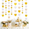 jijAcraft Glitter Champagne Gold Heart Garland - 52Ft Engagement Party Decoration Banner, 4Pack Bachelorette Hanging Paper Streamers, Gold and White Party Decor for Wedding, Birthday, Bridal Shower
