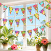 jijAcraft 4 Pack Hawaiian Bunting Banners - Pre-strung Tropical Flowers Triangle Pennant Banner with Flamingo, Floral Luau Party Decor for Hawaiian Tropical Pool Summer Tiki Beach Photo Backdrop Party