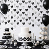 jijAcraft Black and White Bachelorette Party Decorations, Heart Garland Black and Silver Birthday Decorations, Heart Streamers Decor for Anniversary, Wedding, Graduation, Engagement, Boy Birthday - JiJaCraft.com