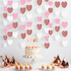 jijAcraft White Rose-Gold Pink Heart Garland Party Decor, 52 Ft Glitter Heart Streamers Garland Banner for Wedding, valentines, Bridal Shower, Engagement, Bachelorette, Home Decor, Birthday Party