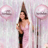 jijAcraft 3 Pack Iridescent Transparent Tinsel Foil Fringe Curtain, Party Photo Backdrop, Holographic Pink for Mermaid Party Birthday Graduation Engagement Bridal Shower Bachelorette Baby Shower Decor