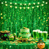 jijAcraft 3 Pack Metallic Green Tinsel Foil Fringe Curtain, Jungle Party Decorations, Emerald Green Party Photo Backdrop for St Patrick's Day Dinosaur Party Graduation Christmas Garden Party Decor