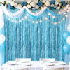 jijAcraft 3 Pack Light Blue Tinsel Foil Fringe Curtain, Party Photo Backdrop, Blue Background for Baby Shower Boy Birthday Ocean Themed Winter Wonderland Wedding Engagement New Year Decorations