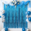 jijAcraft 3 Pack Metallic Blue Tinsel Foil Fringe Curtain, Party Photo Backdrop, Lake Blue Streamers for Ocean Themed Mermaid Under the Sea Party Boy Birthday Baby Shower Graduation Decorations