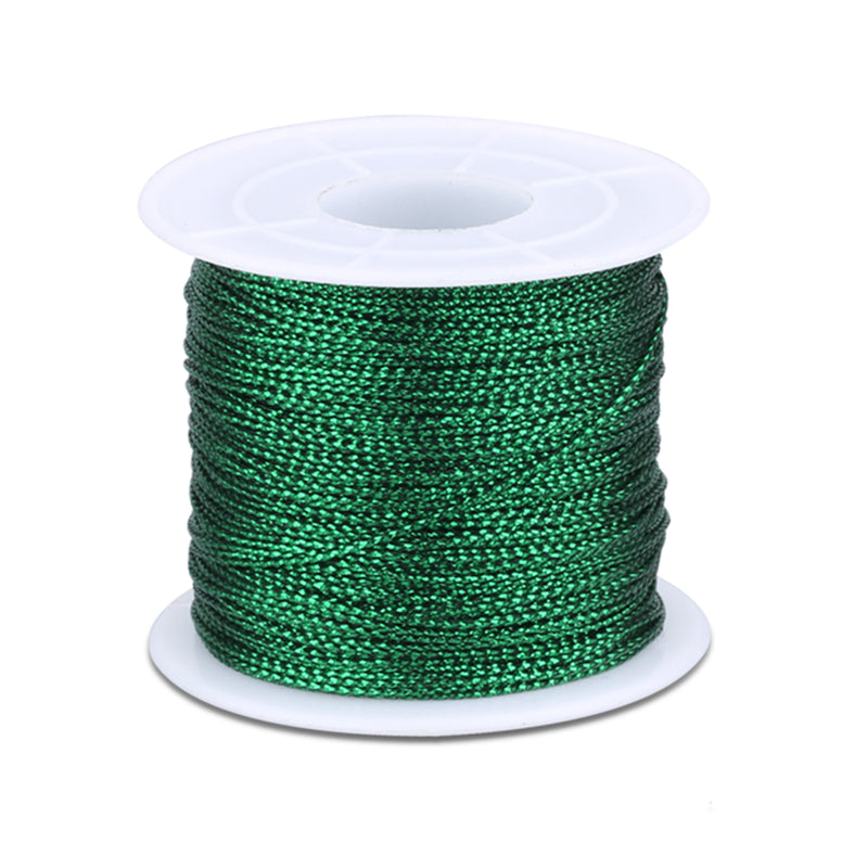 Green Twine String,100M Green Thread Twist Ties with Coil,Green Metallic String for Christmas String,Polyester String Jewelry Cord, DIY Craft String Thread and Packing String - JijaCraft