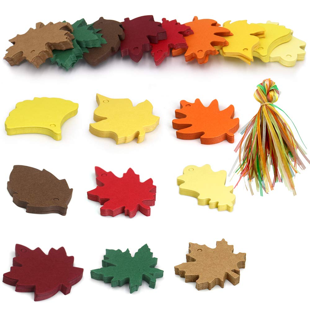 JijAcraft Thanksgiving Tags ,Fall Maple Leaves Gift Tags with Organza –