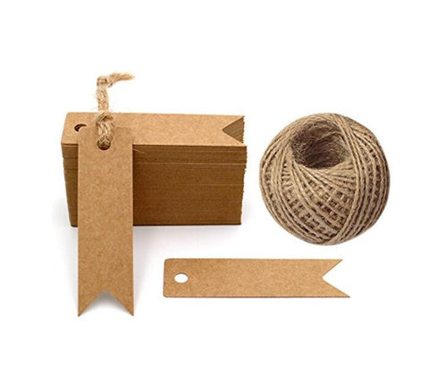 G2PLUS 100 Pcs Handmade Kraft Paper Hang Tags 1.7'' Round Tags Craft Gift Tags with 100 Feet Natural Jute Twine