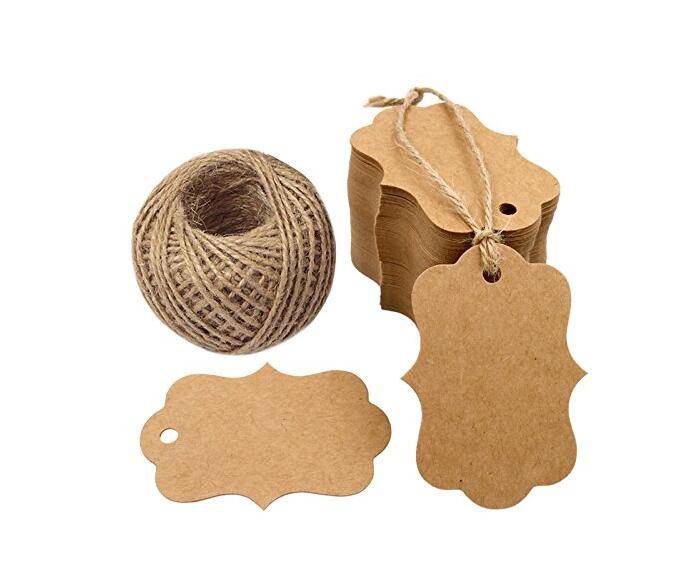 100 PCS Blank Kraft Gift Tags 7*5 CM Paper Hang Tags Price Tags with 1 –