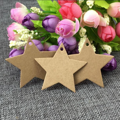 Star Gift Tags, 100 PCS Star Gift Tags with String, Blank Gift Tag with 100 Feet Natural Jute Twine - JijaCraft