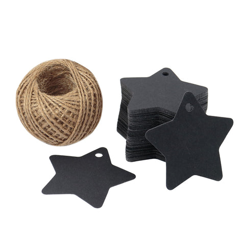 Star Gift Tags, 100 PCS Star Gift Tags with String, Blank Gift Tag with 100 Feet Natural Jute Twine - JijaCraft