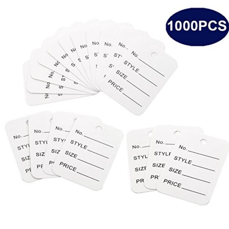 jijAcraft 1000pcs Price Tags, White Clothing Tags for Retail, Small Kraft Paper Tags for Labeling Price, size, Number, Writable Price Tags for