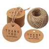 Thank You Gift Tags 100 PCS Kraft Paper Hang Tags with 30M Jute Twine for Wedding Party Favor,Mother's Day - JijaCraft