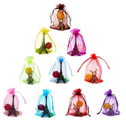 100 PCS 4X5" MultiColor Organza Gift Bags Wedding Party Festival Favor Bags Jewelry Pouches Drawstring Bags(10 Colors) - JijaCraft