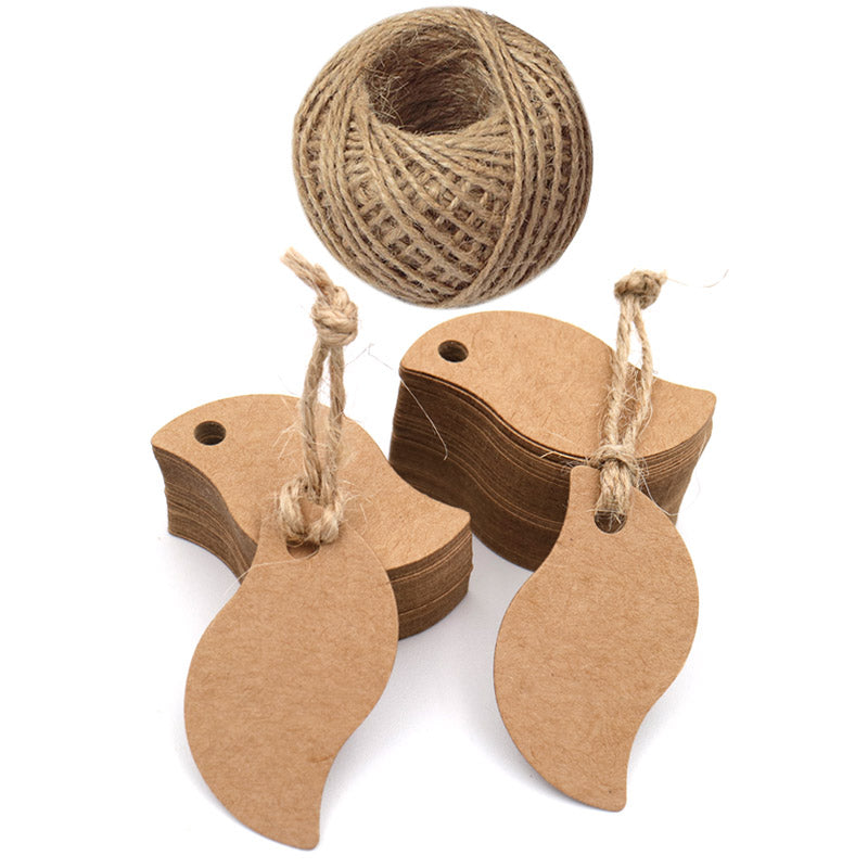 100pcs Kraft Paper Tags With Strings Handmade With Love Hang Tags Garment  Tags For Candy / Gift / Cookies Packaging Label Card E9I5 