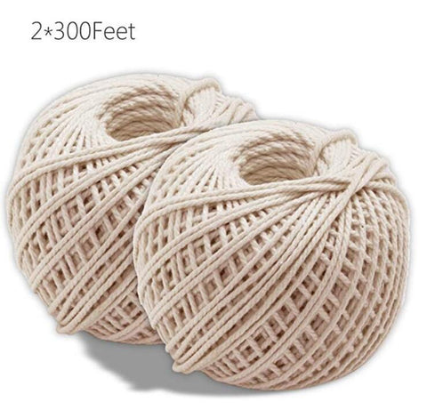 100M per Roll Natural Cotton Cooking Twine Food Safe Kitchen Twine Perfect for Trussing and Tying Poultry and Meat Making Sausage,Good for Arts Crafts and Garden (2 Packs) - JijaCraft