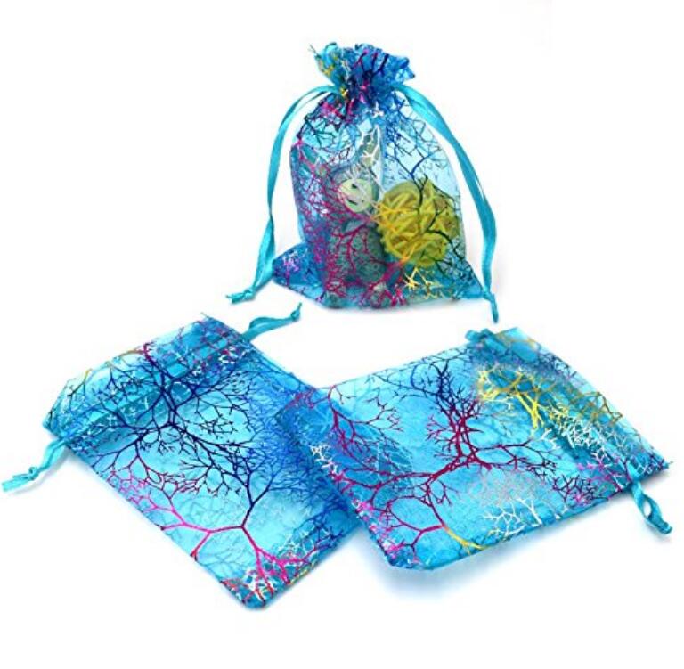 100 PCS 4.7''x3.5'' Organza Gift Bags Drawstring Jewelry Pouches Wedding Party Favor Bags Caroline Design Sheer Candy Bags - JijaCraft