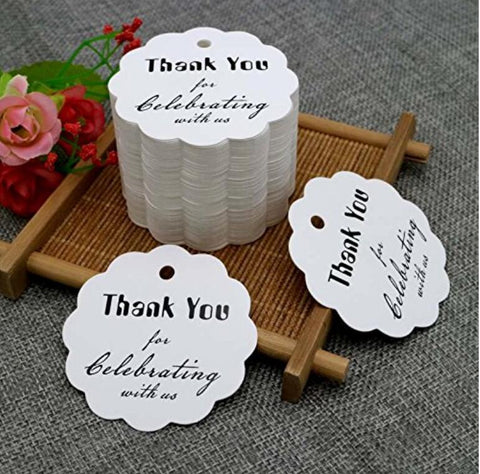 Thank You for Celebrating with US,Kraft Paper Gift Tags, Round Thanks Label For Baby Shower, Bridal Wedding, Anniversary Celebration - JijaCraft