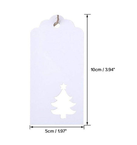 100 PCS Kraft Paper Tags Hollow Christmas Tree Design Rectangle Craft Hang Tags Bonbonniere Wedding Favor Gift Tags with Jute Twine 30 Meters Ideal for Crafts Tags, Price Labels - JijaCraft